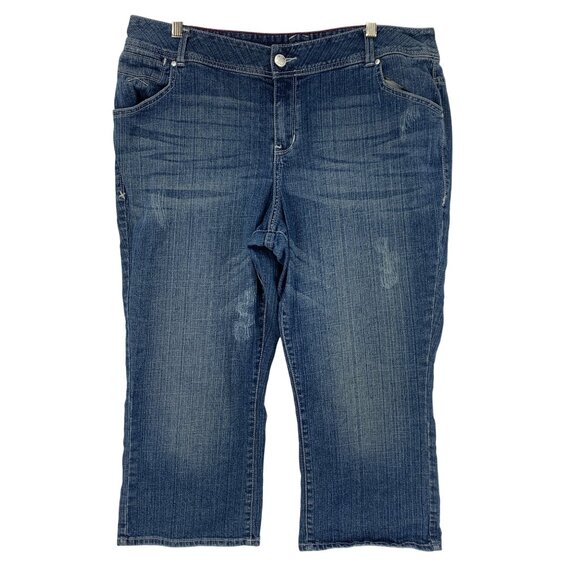 Lane Bryant Womens Denim Capri Jeans Size 20 Medium Wash Stretch Cotton Blend - Picture 1 of 7